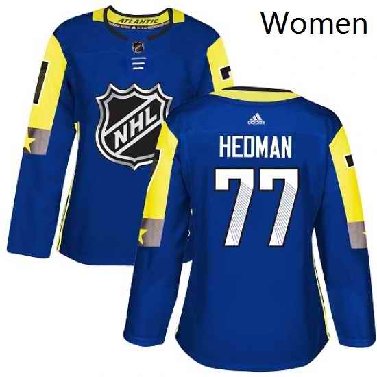 Womens Adidas Tampa Bay Lightning 77 Victor Hedman Authentic Royal Blue 2018 All Star Atlantic Division NHL Jersey